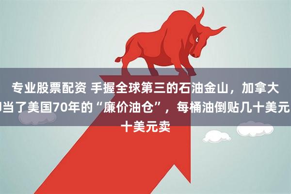 专业股票配资 手握全球第三的石油金山，加拿大却当了美国70年的“廉价油仓”，每桶油倒贴几十美元卖